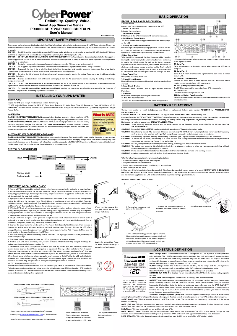 Imagen de la primera página del manual del dispositivo TAA UPS Systems