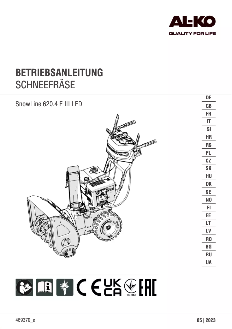 Imagen de la primera página del manual del dispositivo SnowLine 620.4 E III LED