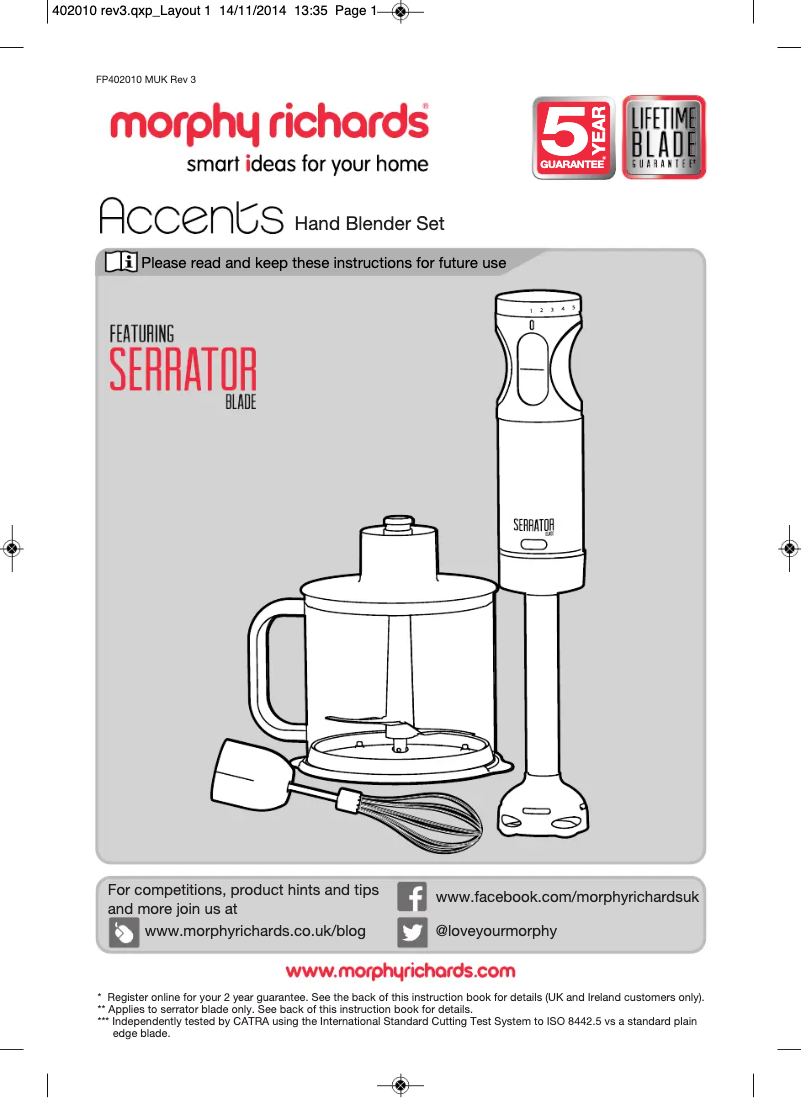 Página 1 del manual Manual de usuario Morphy Richards Accents 402010