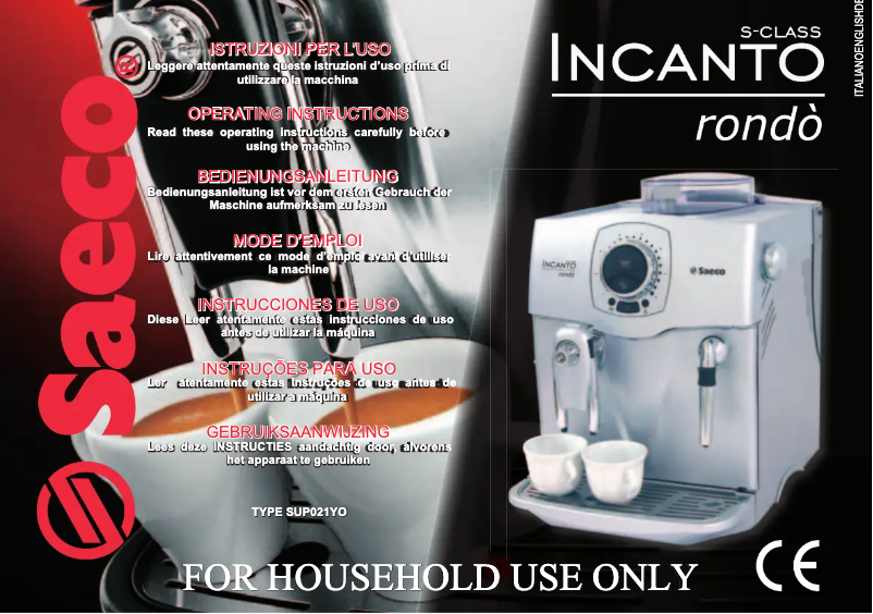 Imagen de la primera página del manual del dispositivo Saeco Incanto Rondo