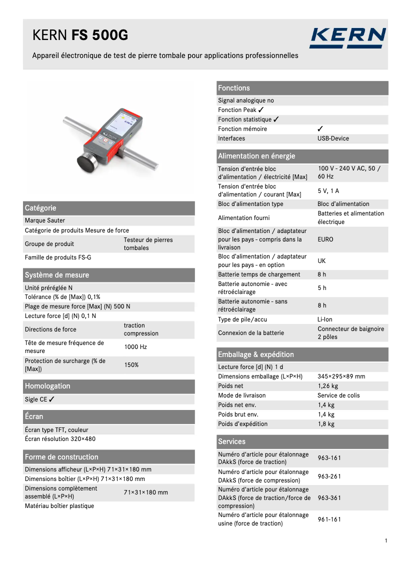 Imagen de la primera página del manual del dispositivo FS 500G