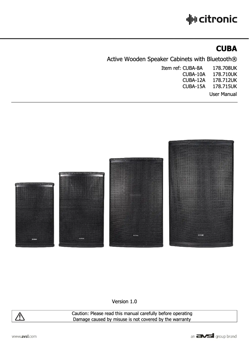 Imagen de la primera página del manual del dispositivo CUBA-8A