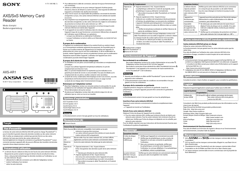 Página nº 1 - Manual de usuario Sony AXS-AR1