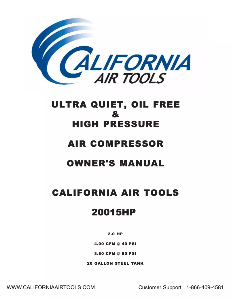 Página 1 del manual Manual de usuario California Air Tools 20015HP