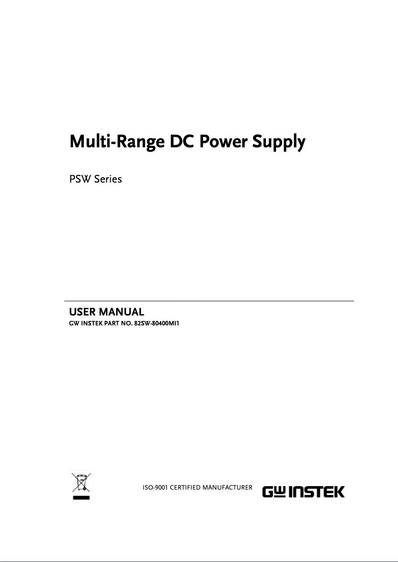 Página nº 1 - Manual de usuario GW Instek PSW 800-1.44
