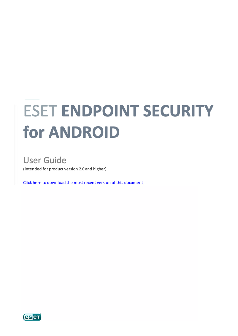 Imagen de la primera página del manual del dispositivo Endpoint Security for Android