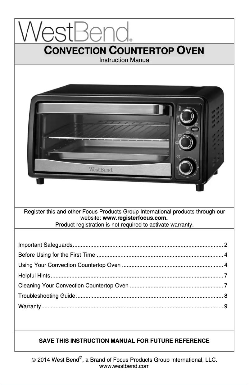 Página 1 del manual Manual de usuario WestBend 74107