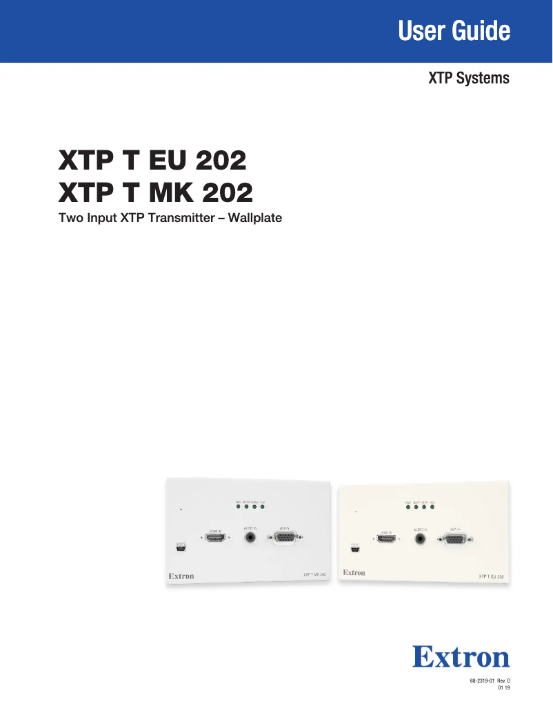 Imagen de la primera página del manual del dispositivo XTP T EU 202