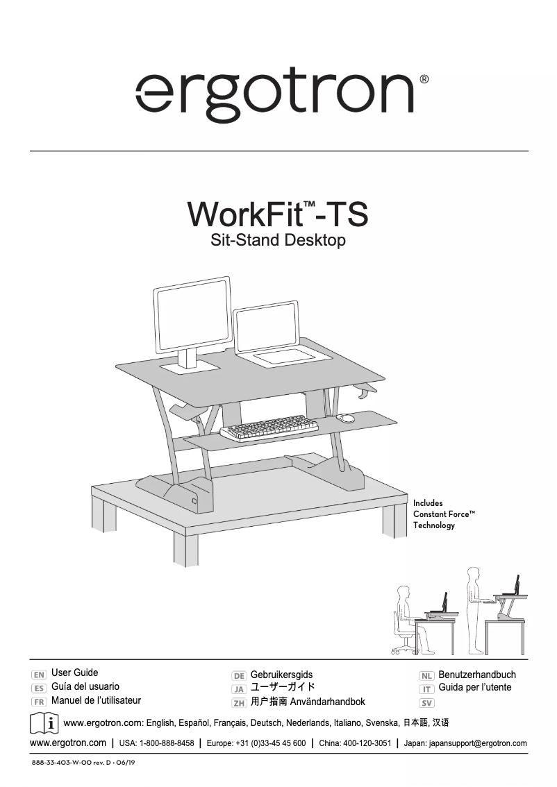 Página nº 1 - Manual de usuario Ergotron WorkFit-TS
