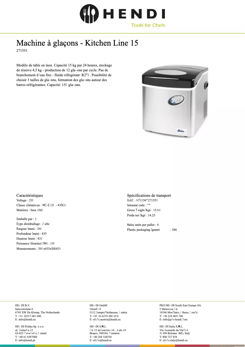 Página 1 del manual Ficha técnica Arktic 271551