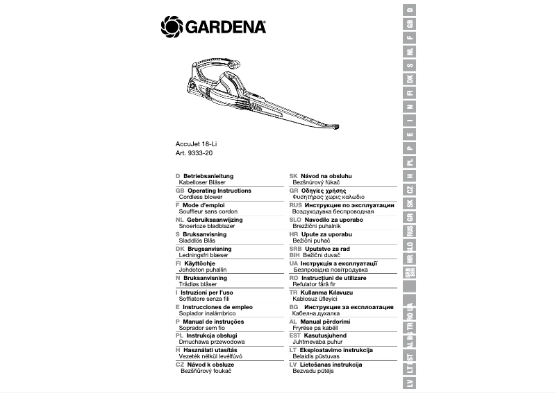 Imagen de la primera página del manual del dispositivo AccuJet 18-Li