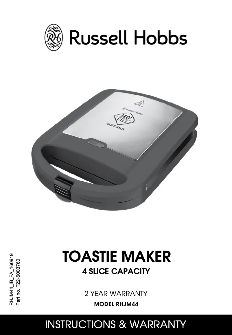 Página 1 del manual Manual de usuario Russell Hobbs Toastie Maker RHJM44