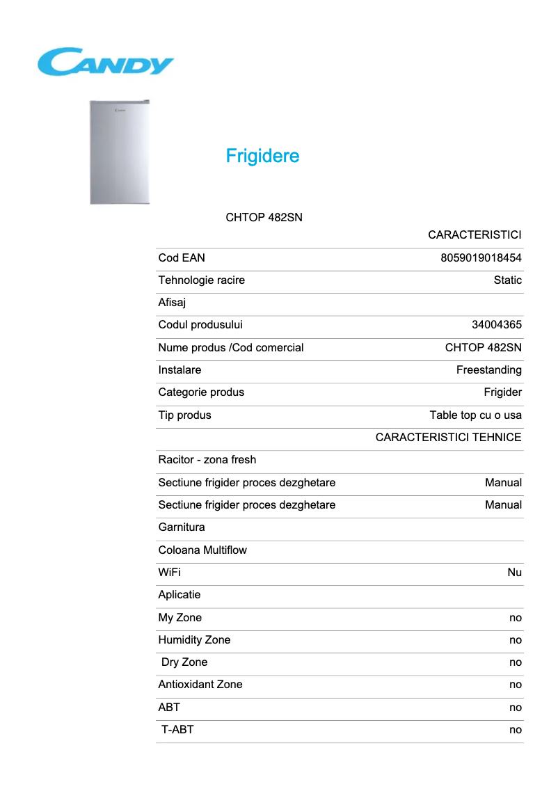 Imagen de la primera página del manual del dispositivo CHTOP 482SN