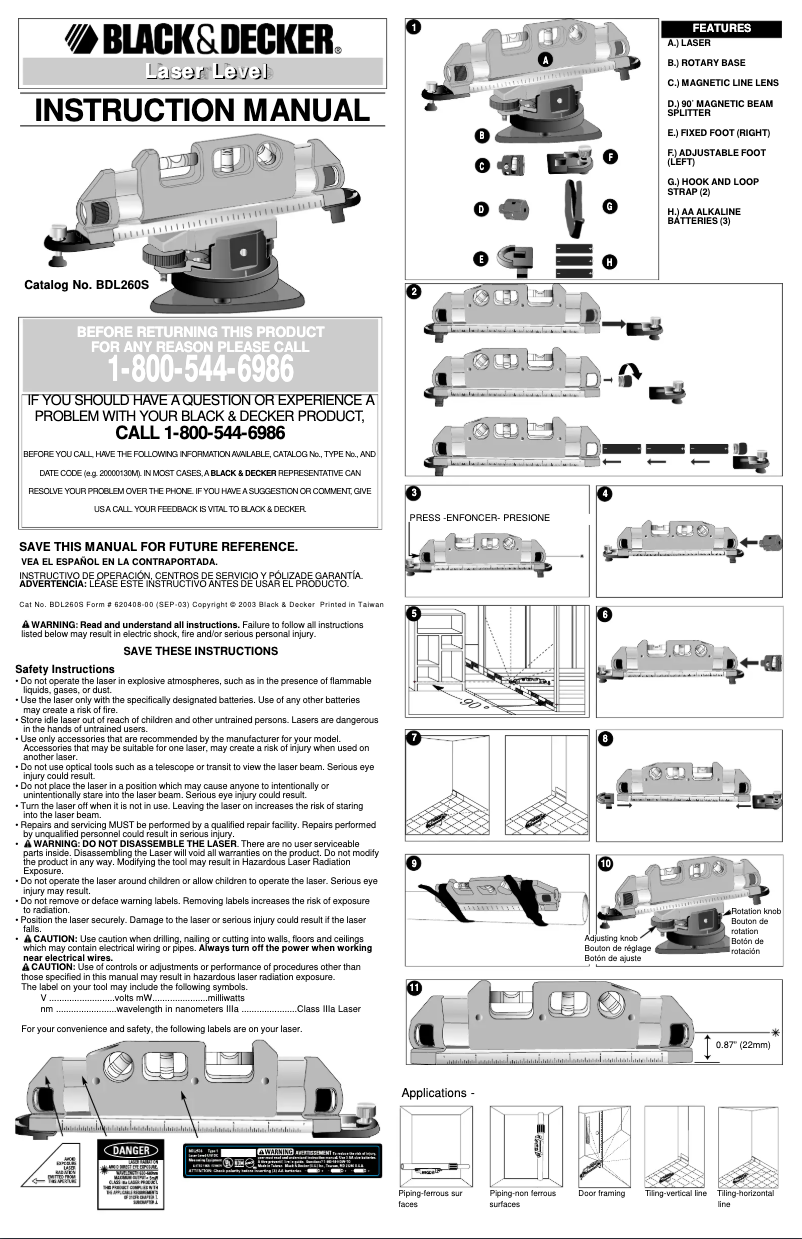 Imagen de la primera página del manual del dispositivo BDL260S