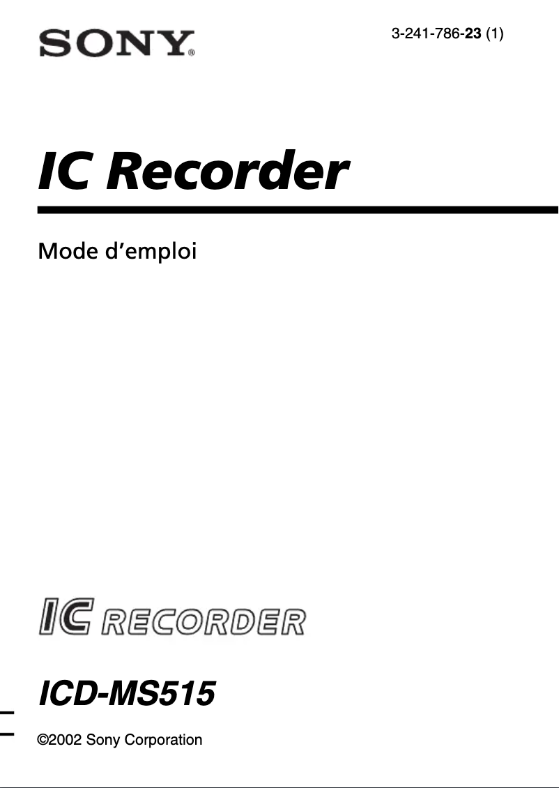 Página 1 del manual Manual de usuario Sony ICD-MS515