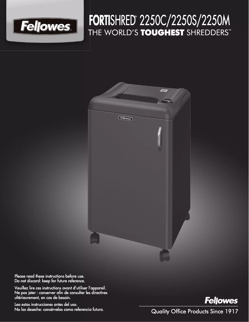 Imagen de la primera página del manual del dispositivo Fortishred 2250M