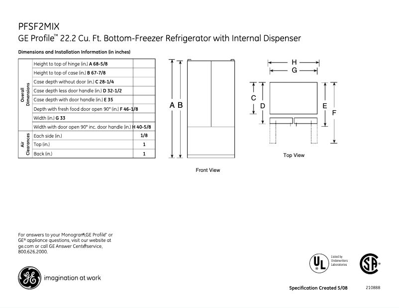 Imagen de la primera página del manual del dispositivo Profile PFSF2MIXWW