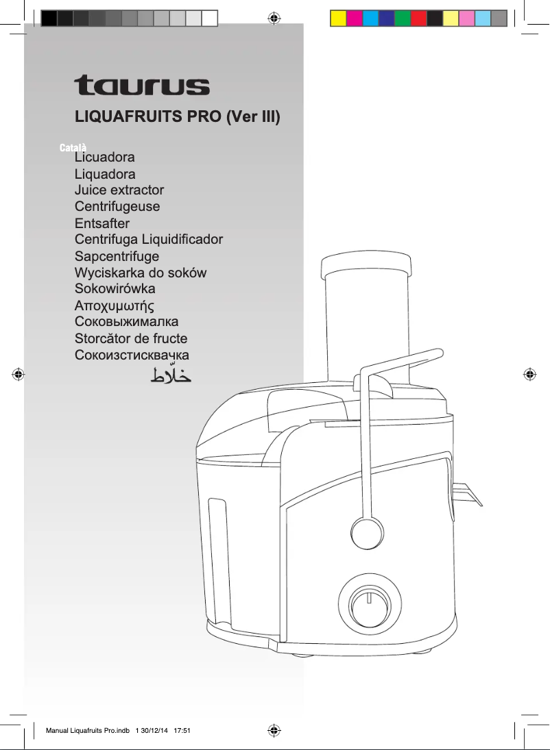 Imagen de la primera página del manual del dispositivo Liquafruits Pro (Ver III)