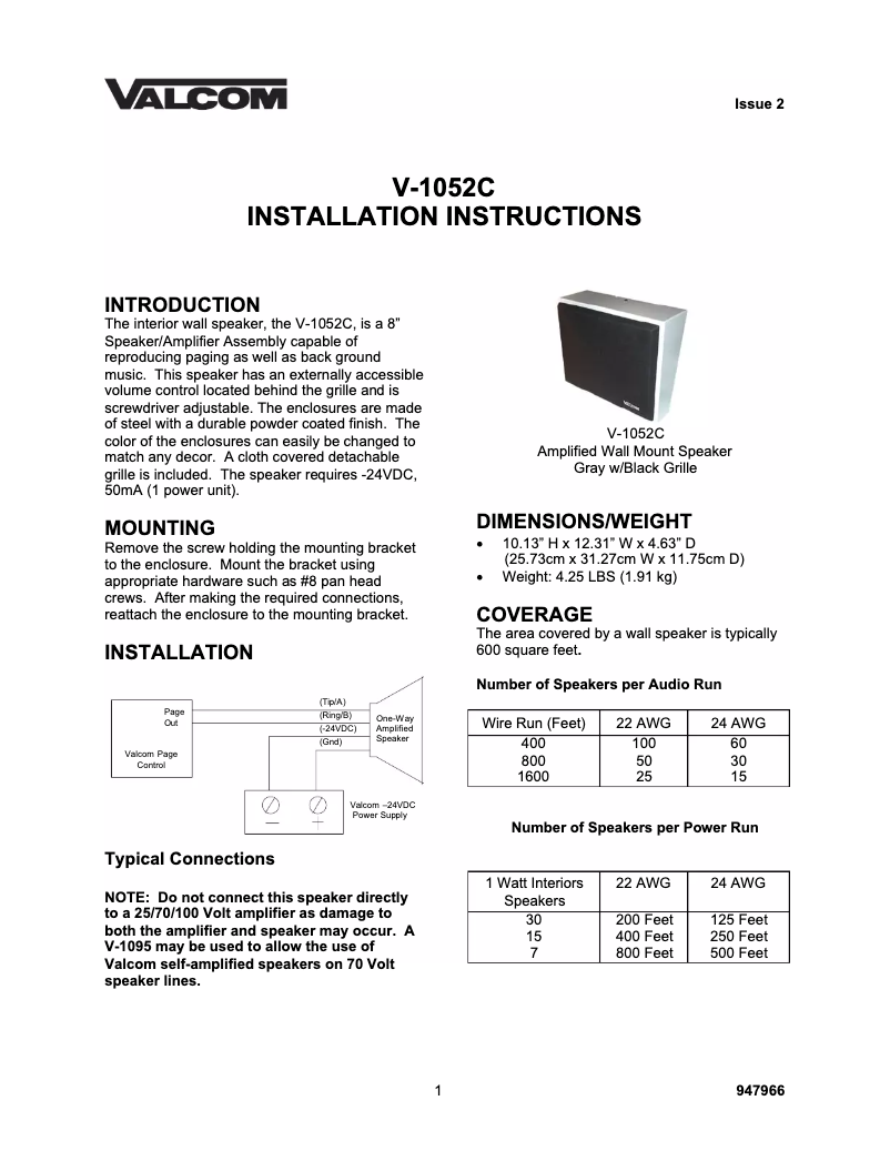 Página 1 del manual Manual de usuario Valcom V-1055