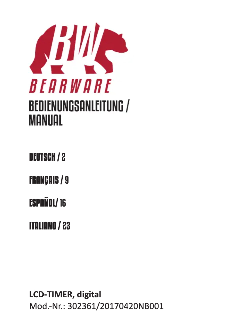 Página 1 del manual Manual de usuario Bearware 302361