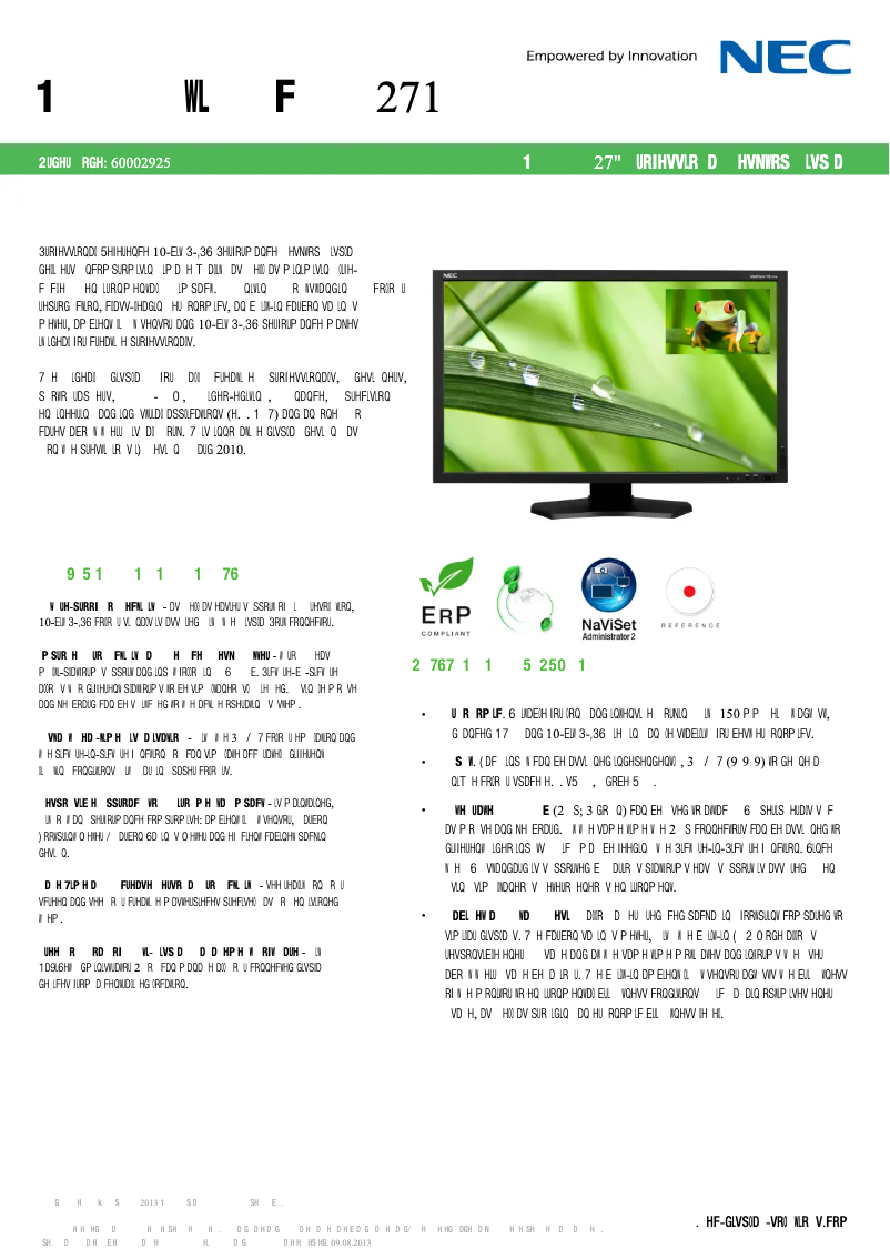 Imagen de la primera página del manual del dispositivo MultiSync PA271W
