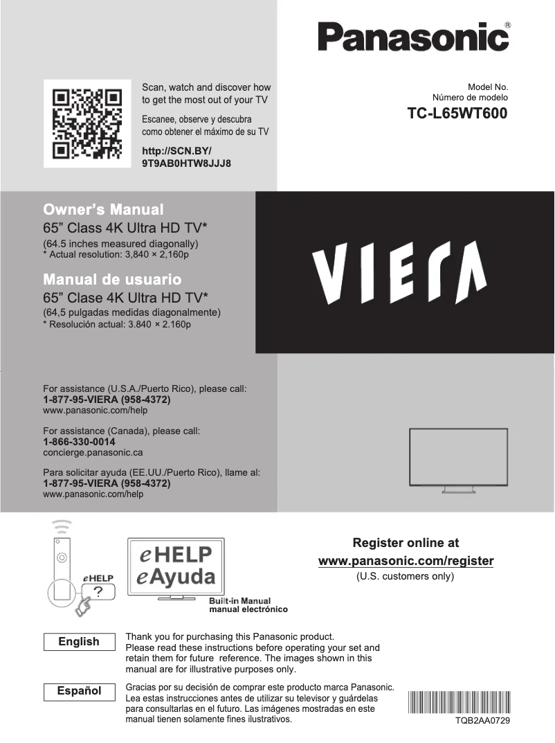 Imagen de la primera página del manual del dispositivo TC-L65WT600