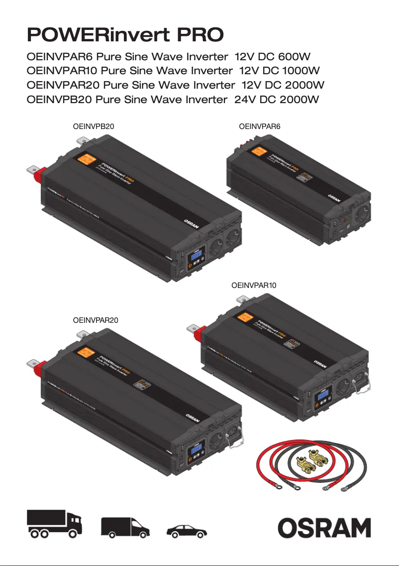 Página 1 del manual Instrucciones / montaje Osram Pure Sine Wave 12V DC 1000W RCD