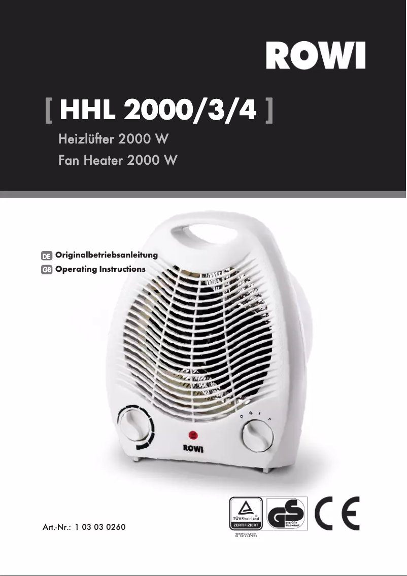 Imagen de la primera página del manual del dispositivo HHL 2000/3/4