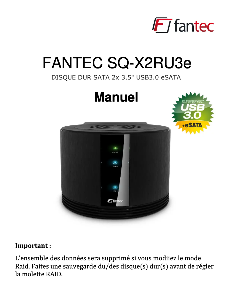 Imagen de la primera página del manual del dispositivo SQ-X2RU3e 2x1TB