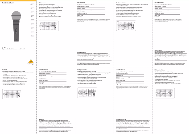Página 1 del manual Manual de usuario Behringer SL 85S