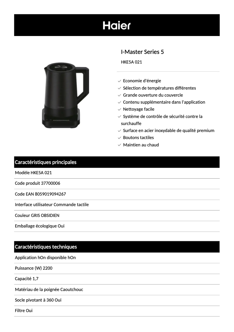 Imagen de la primera página del manual del dispositivo HKE5A 021