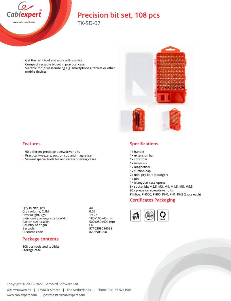 Página nº 1 - Manual de usuario Gembird TK-SD-07