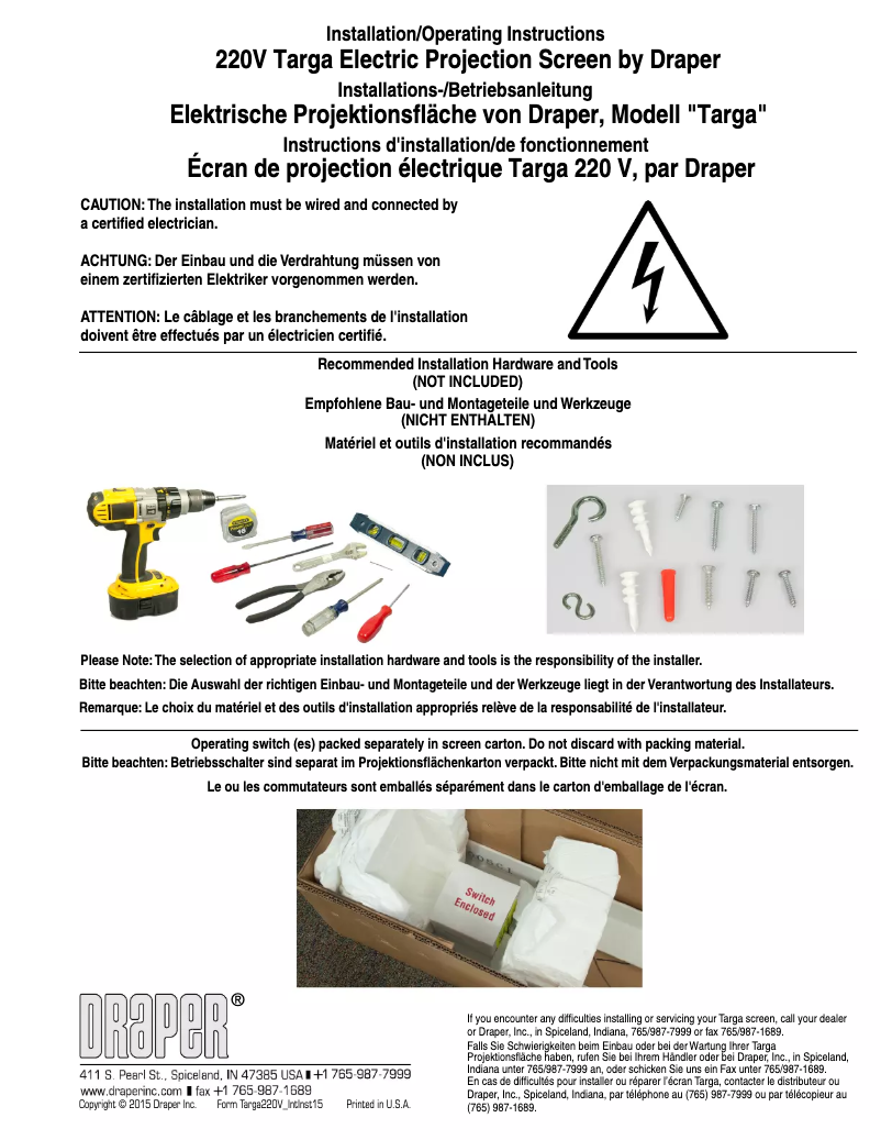 Página 1 del manual Manual de usuario Draper Targa