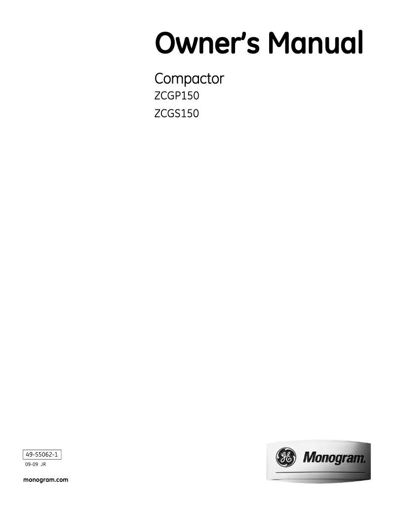 Página 1 del manual Manual de uso y mantenimiento GE ZCGP150LII