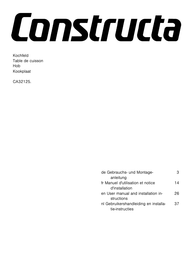 Página 1 del manual Manual de usuario Constructa CX3BS602