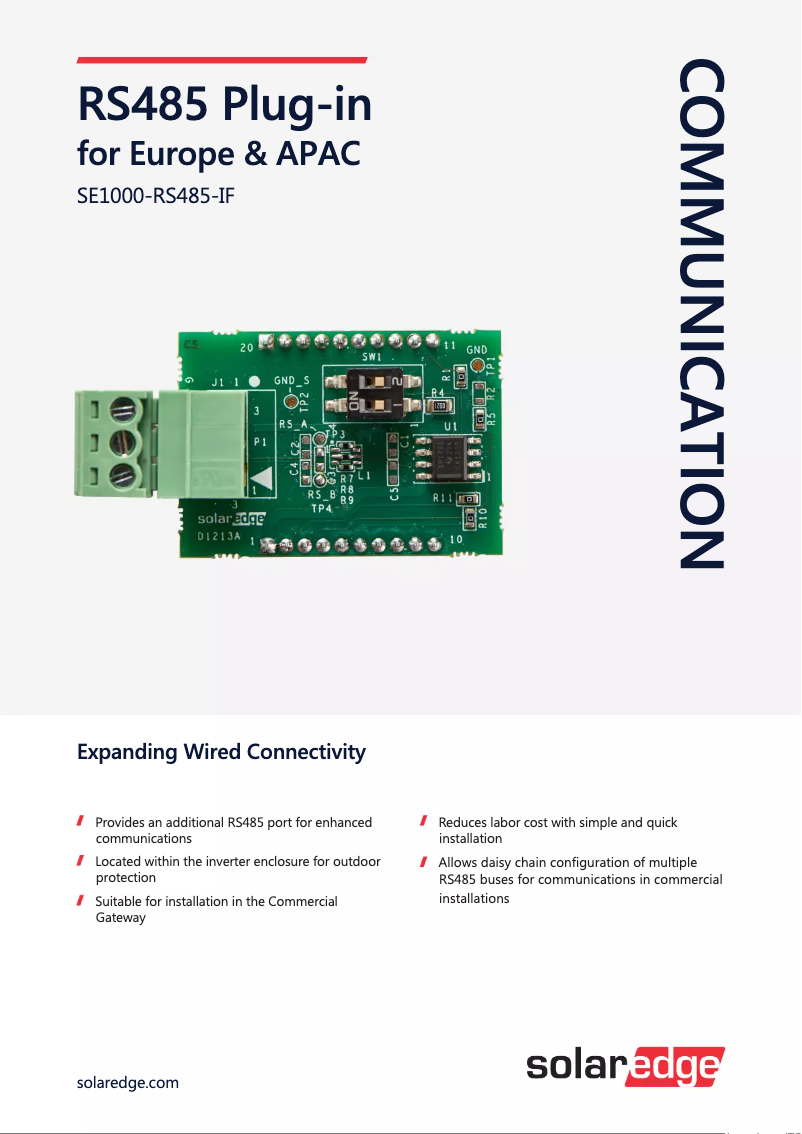 Imagen de la primera página del manual del dispositivo SE1000-RS485-IF