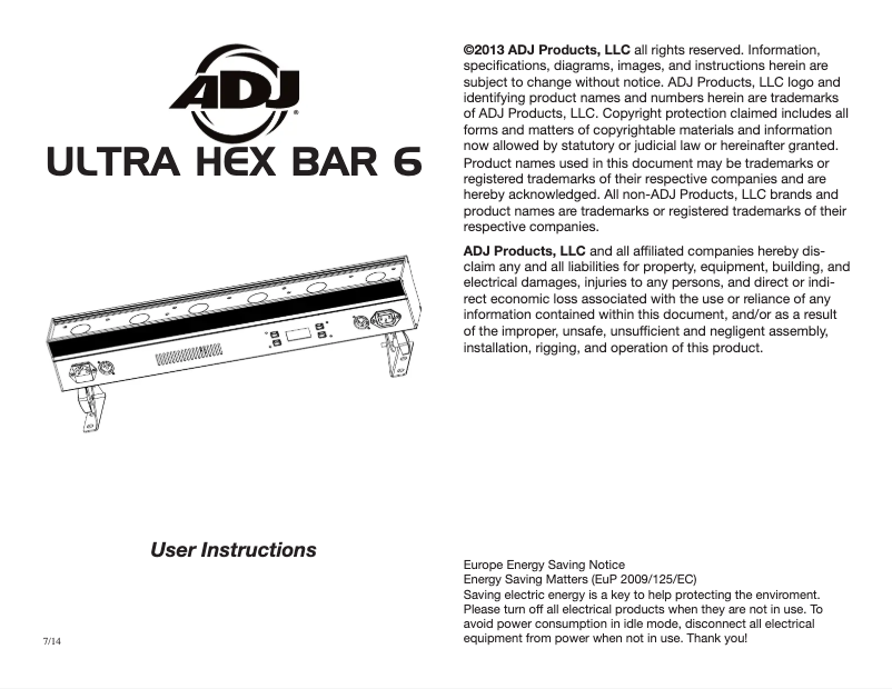 Imagen de la primera página del manual del dispositivo Ultra HEX Bar 6