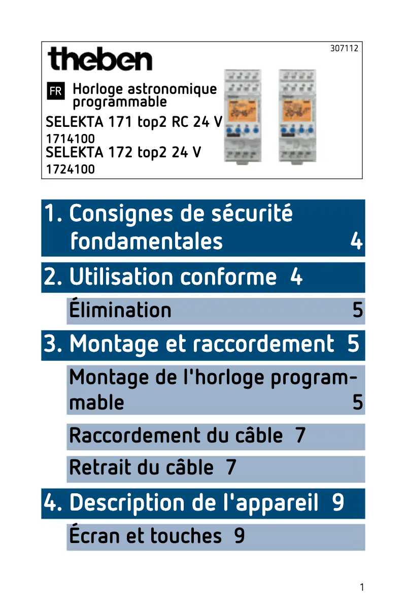 Imagen de la primera página del manual del dispositivo Selekta 172 top2 24V
