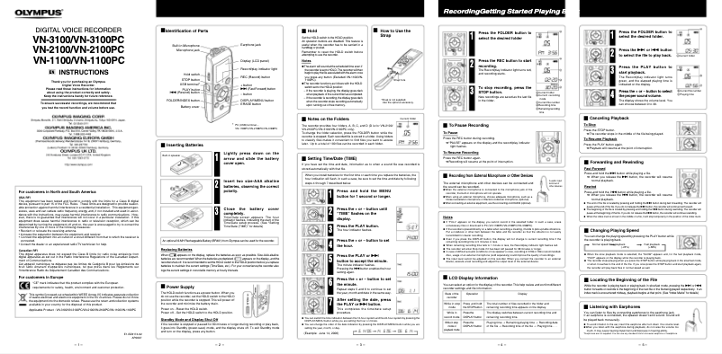 Imagen de la primera página del manual del dispositivo VN-2100PC