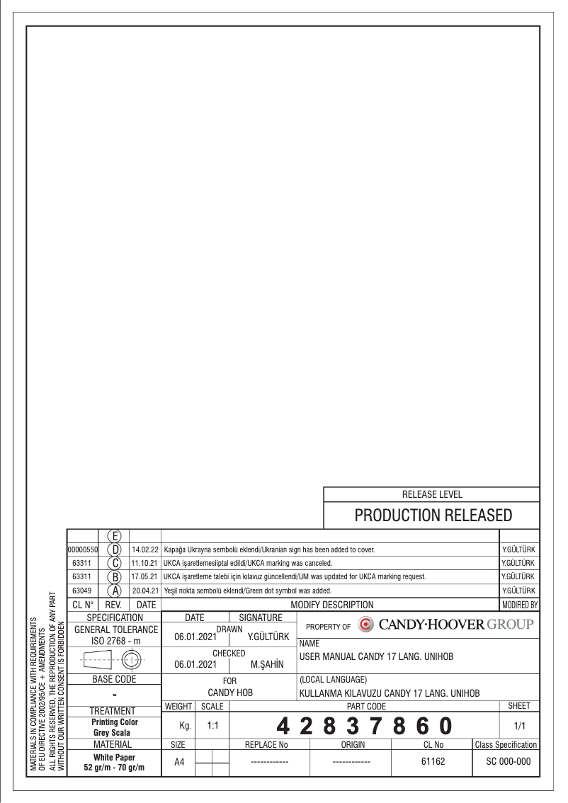 Imagen de la primera página del manual del dispositivo CHW6BF4WPX