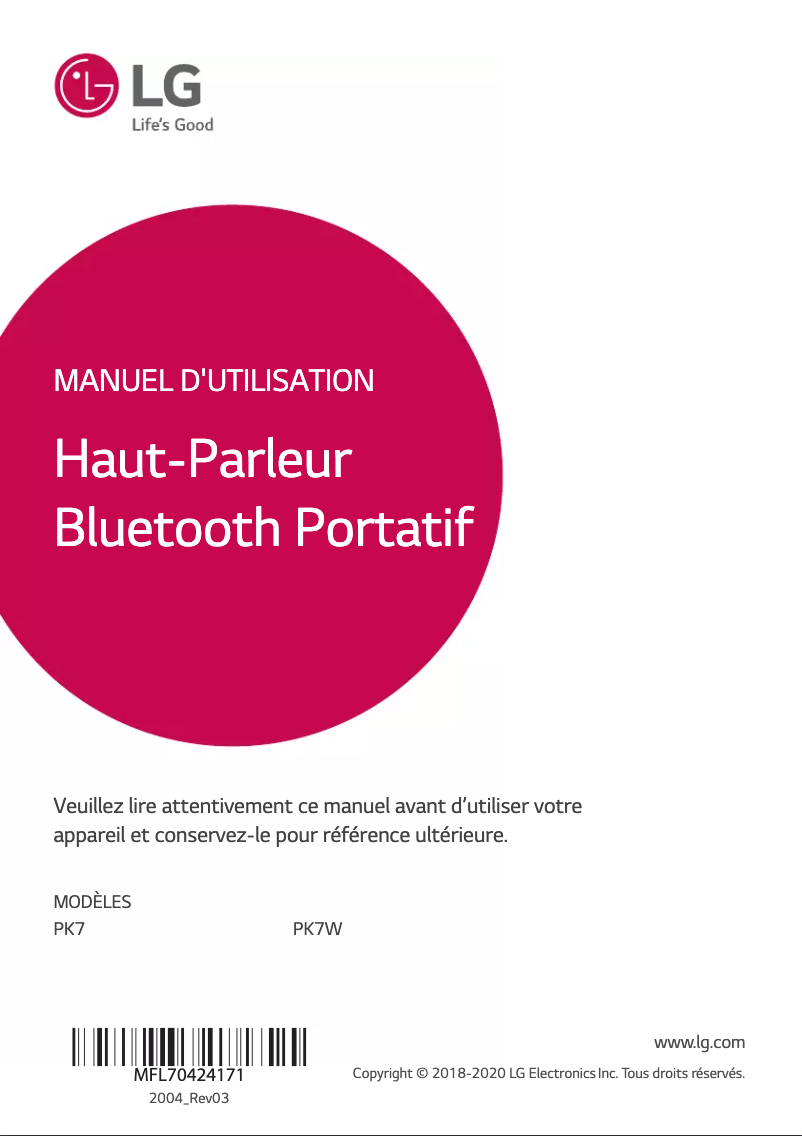 Imagen de la primera página del manual del dispositivo PK7