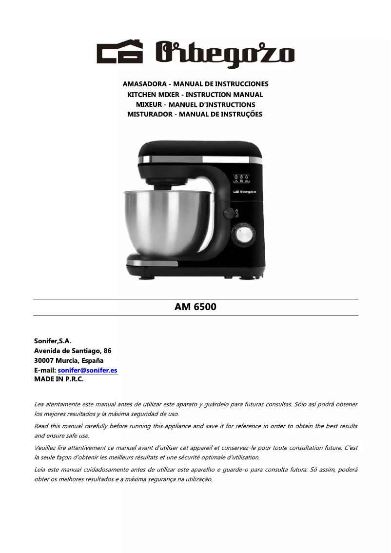 Página nº 1 - Manual de usuario Orbegozo AM 6500