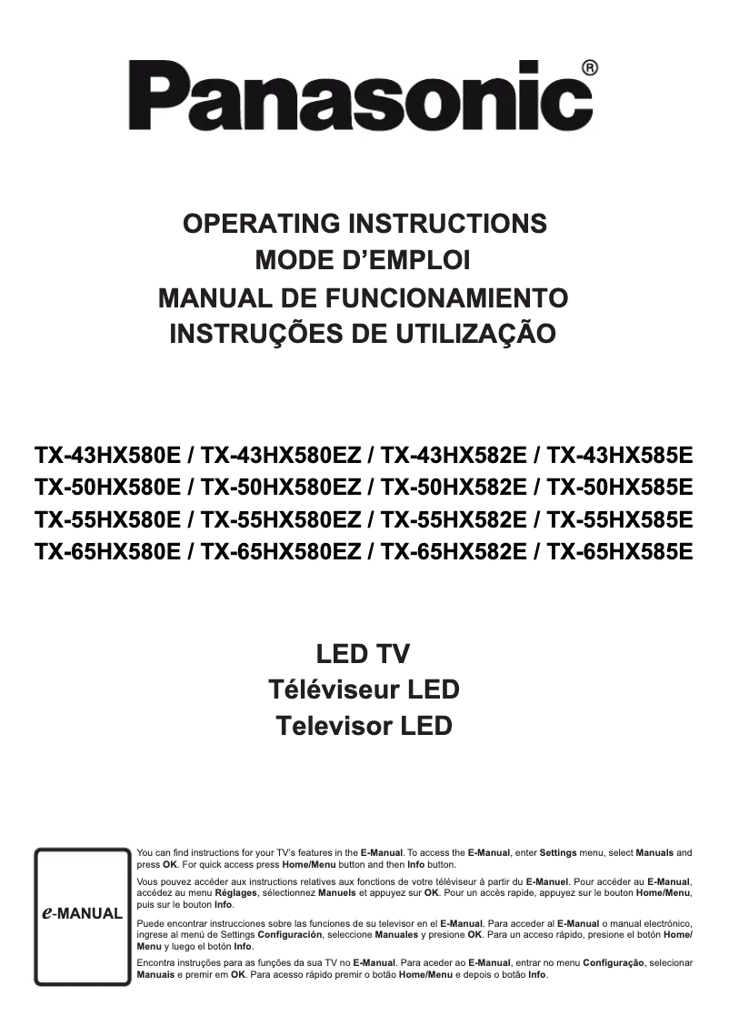 Imagen de la primera página del manual del dispositivo TX-55HX582E