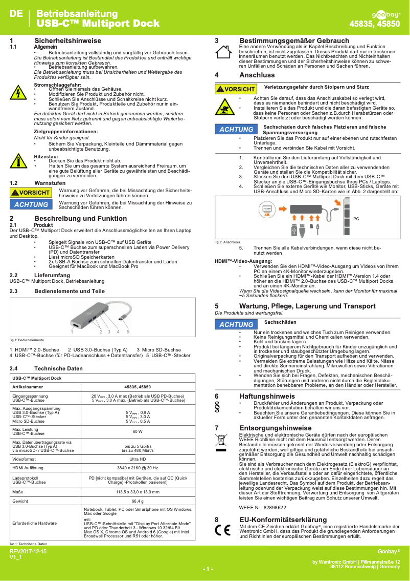 Imagen de la primera página del manual del dispositivo 45835