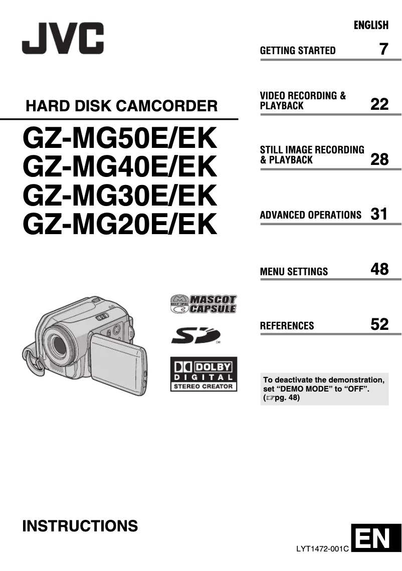 Imagen de la primera página del manual del dispositivo GZ-MG50