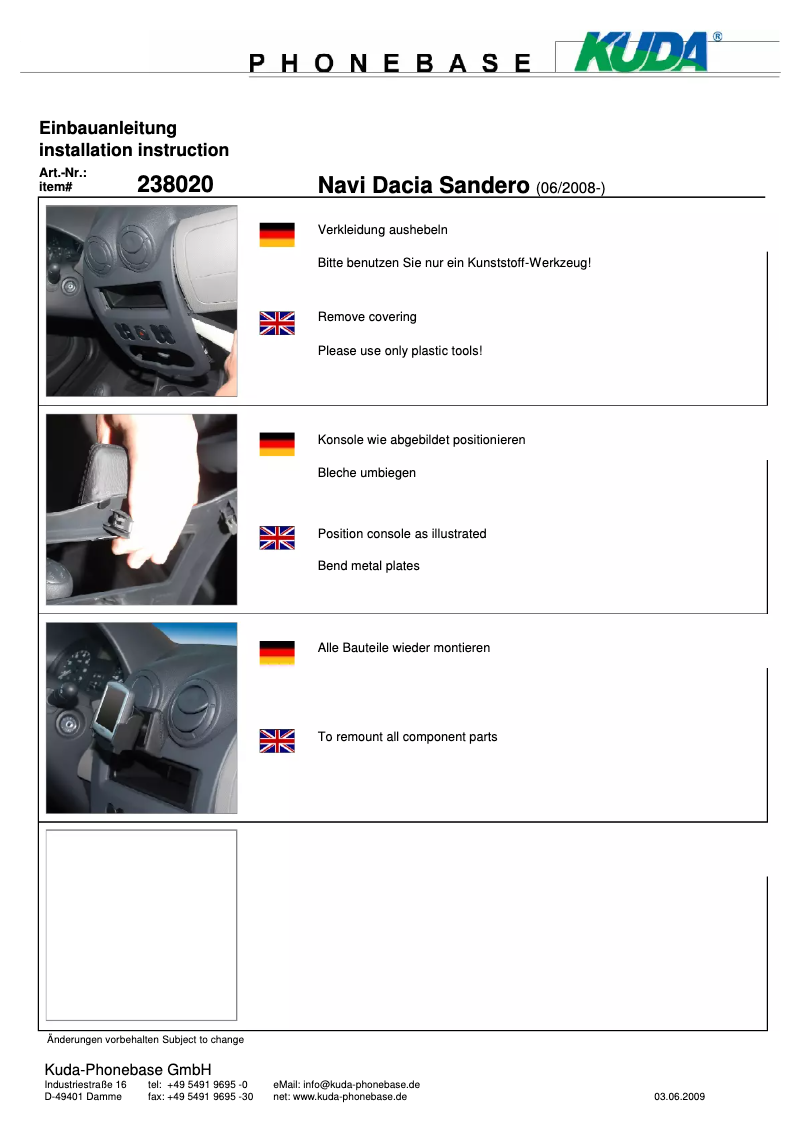 Página 1 del manual Manual de usuario Kuda 238020