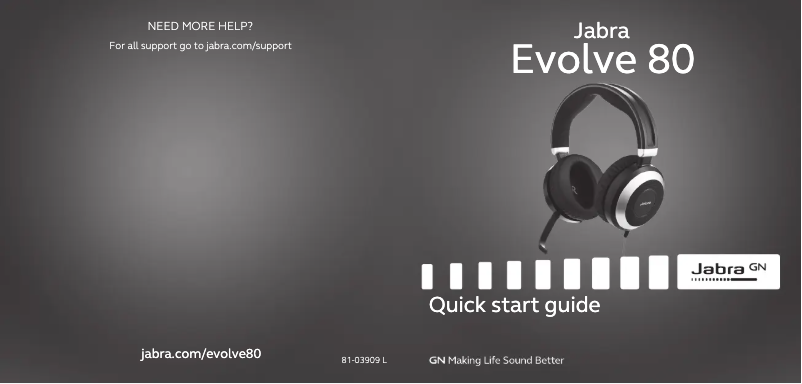 Página nº 1 - Guía de inicio rápido Jabra Evolve 80
