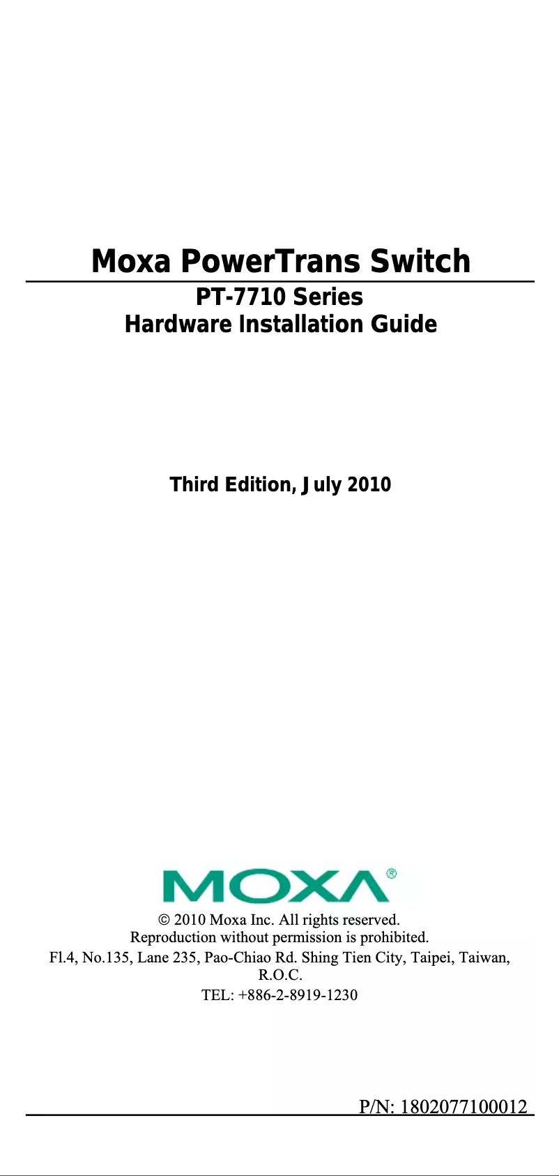 Imagen de la primera página del manual del dispositivo PT-7710-F-HV