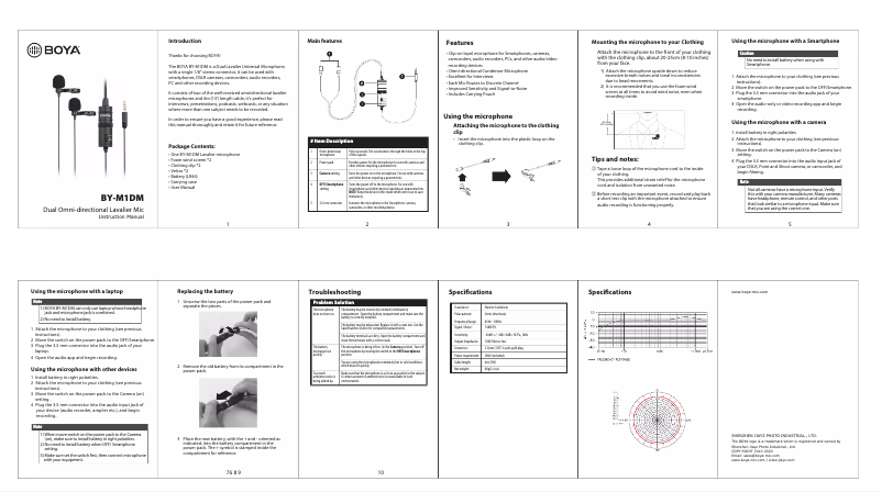 Imagen de la primera página del manual del dispositivo BY-M1DM Duo Lavalier