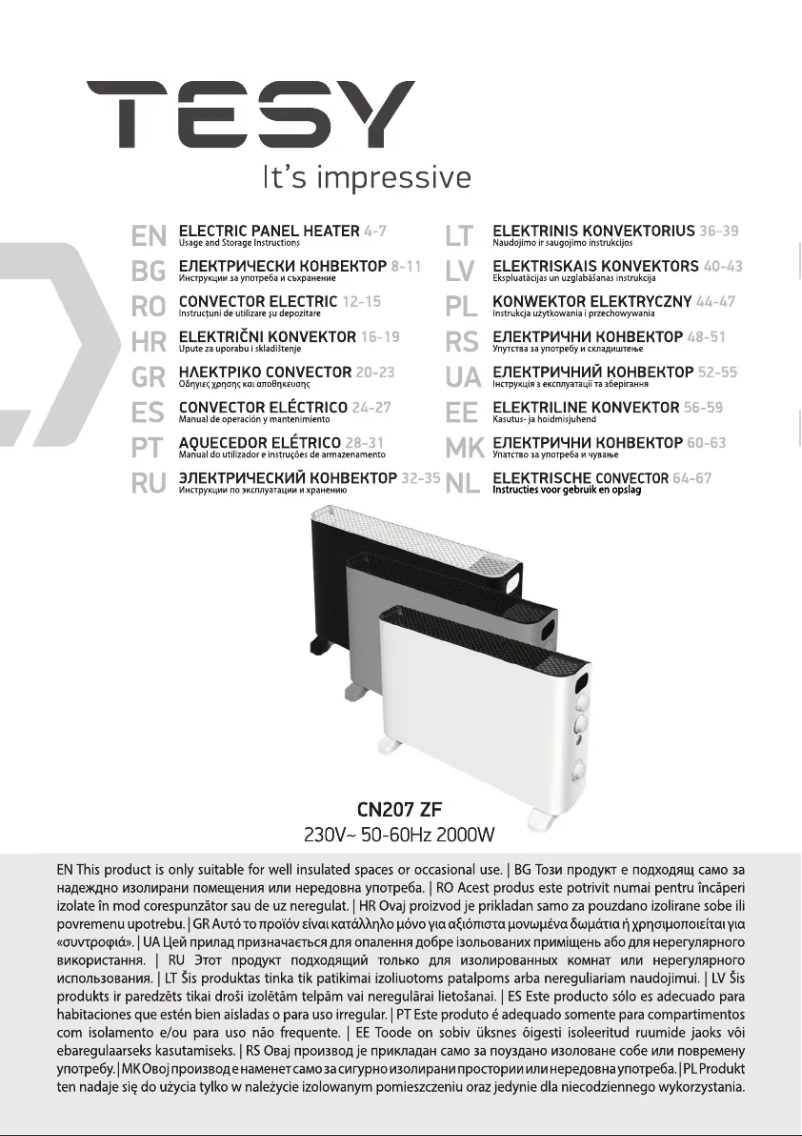 Página 1 del manual Manual de usuario Tesy CN 207 ZF B